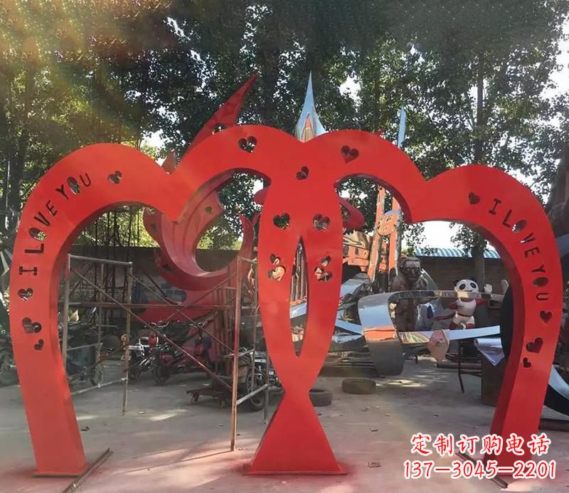 丽水中领雕塑新款不锈钢心形拱门雕塑