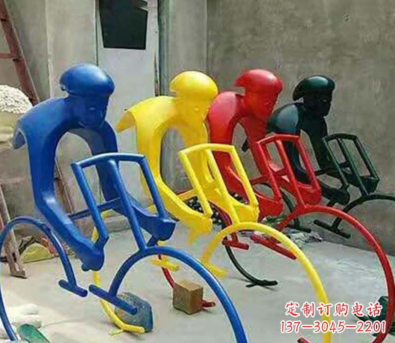 丽水不锈钢自行车运动人物景观雕塑
