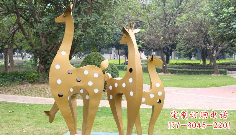 丽水彩色不锈钢梅花鹿雕塑