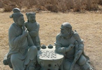 丽水公园八仙下棋小品铜雕