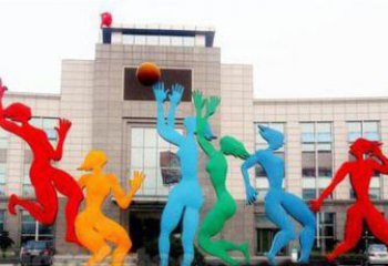 丽水激情运动的写照不锈钢女孩打篮球雕塑