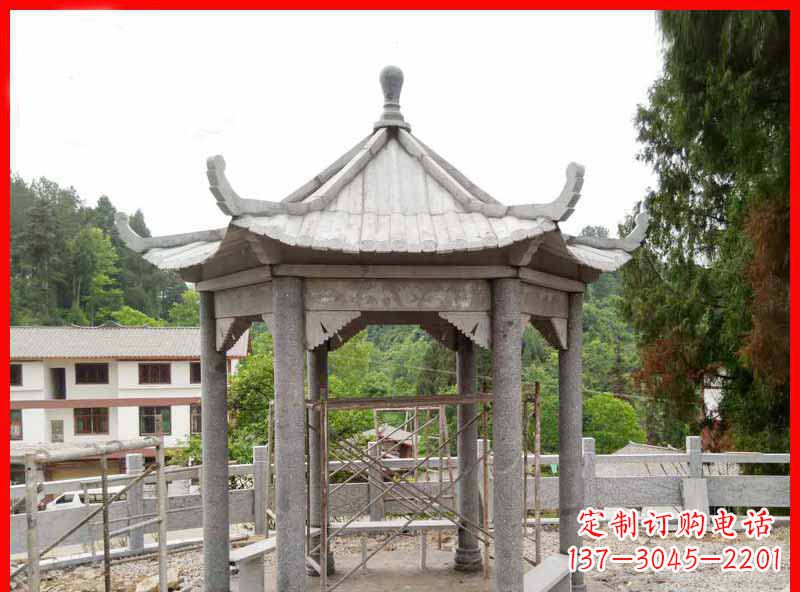 丽水精美大理石六角石凉亭雕塑