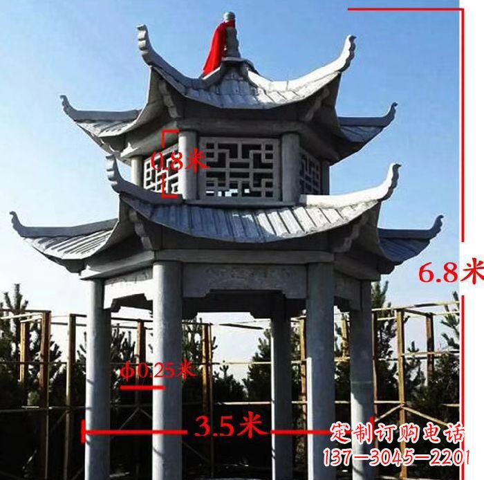 丽水杰出的大理石六角石双层凉亭雕塑