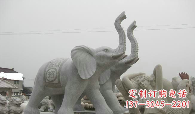 丽水公园动物长鼻大象石雕