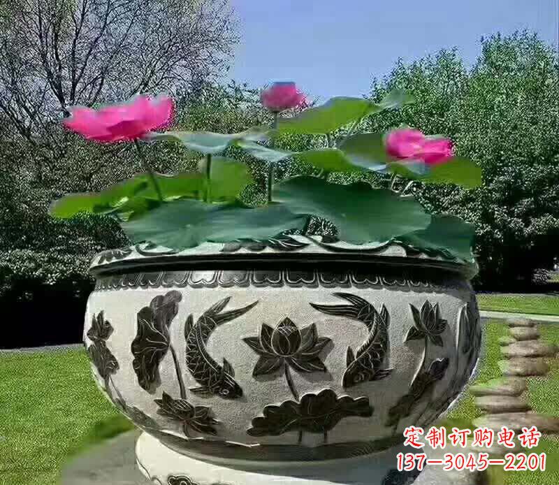 丽水唯美鲤鱼水缸雕塑