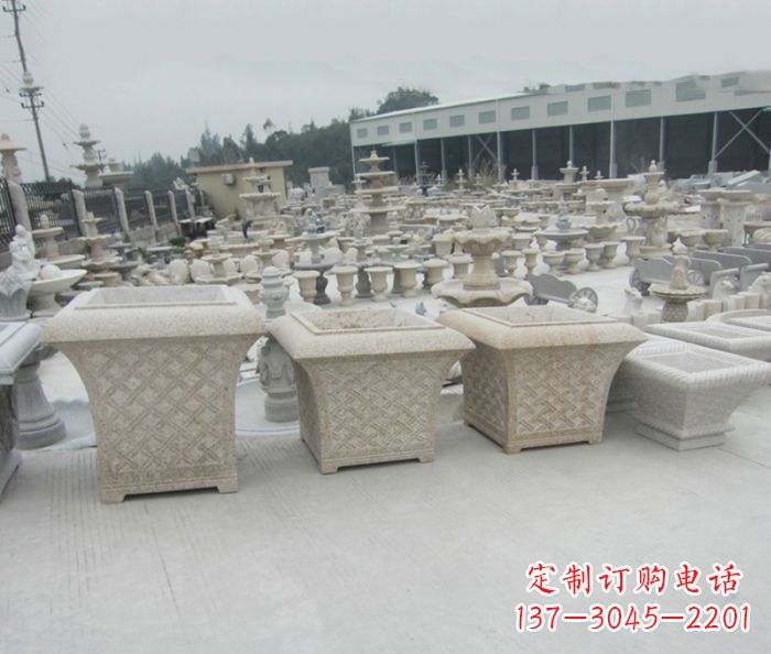 丽水优雅花盆大理石雕塑
