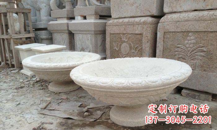 丽水公园景观大理石花盆石雕