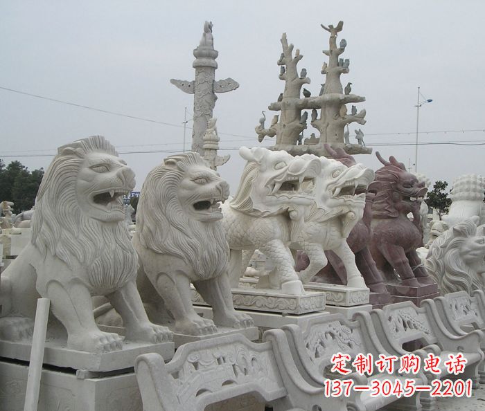 丽水公园景观大理石狮子石雕