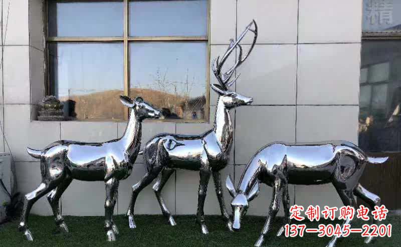 丽水华丽风格镜面不锈钢动物鹿雕塑
