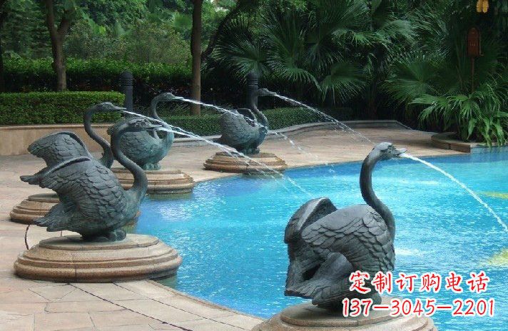 丽水精美雕刻的天鹅喷泉雕塑