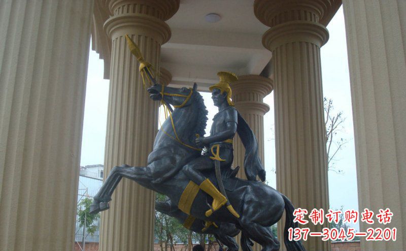 丽水公园骑马的罗马士兵人物铜雕