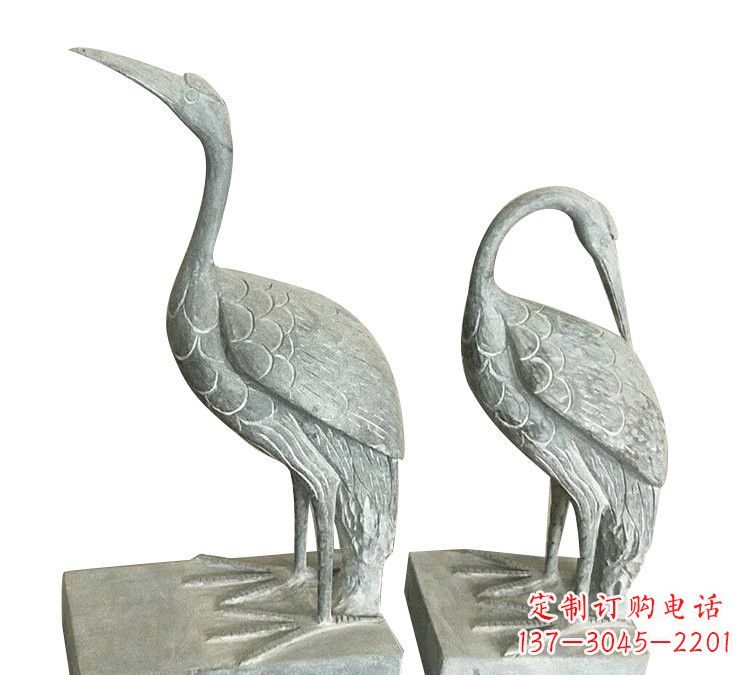 丽水完美纯手工雕刻青石仿古丹顶鹤石雕
