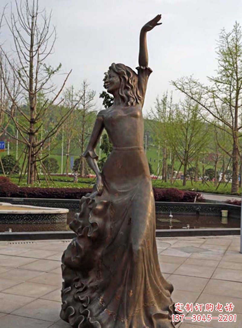 丽水公园跳舞的女孩人物铜雕