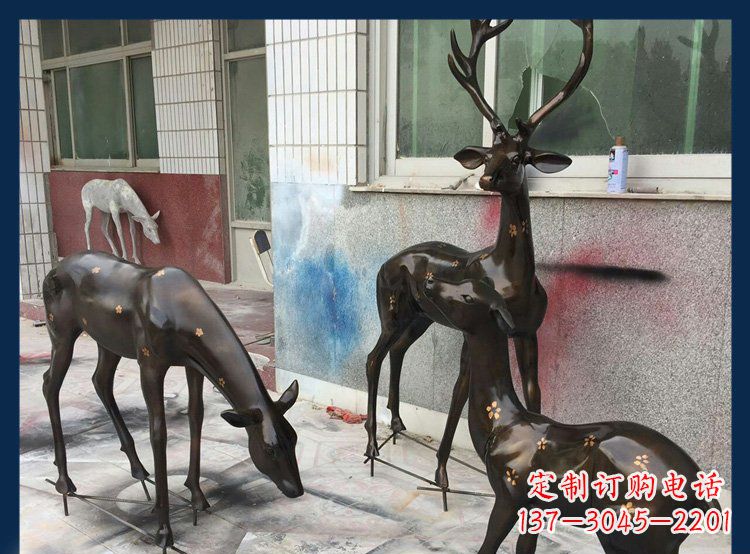 丽水高贵优雅的梅花鹿铜雕塑