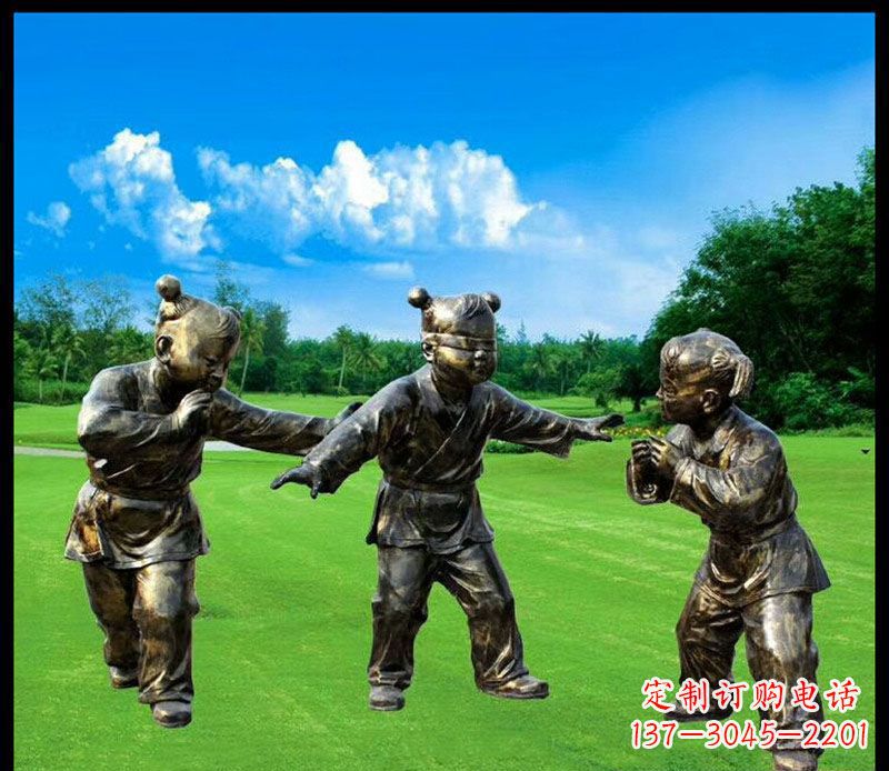 丽水精致的儿童铜雕造型,增添公园乐趣