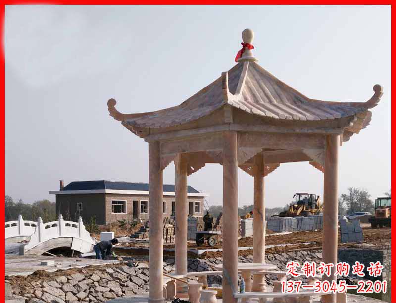 丽水红六角石凉亭雕塑