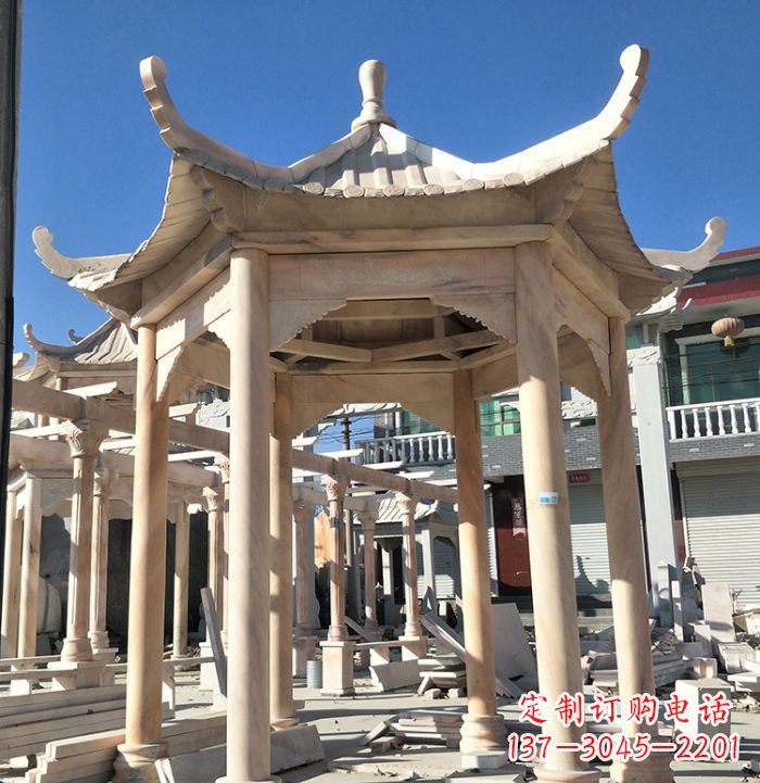 丽水公园晚霞红凉亭雕塑