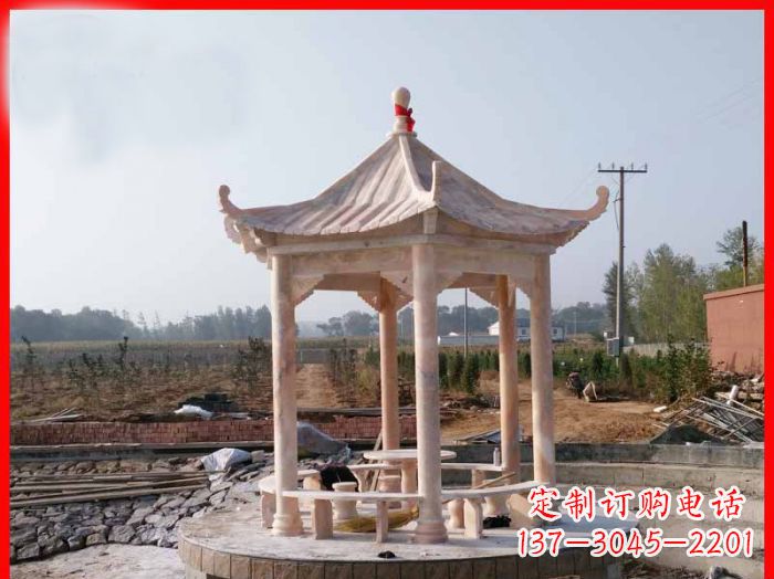 丽水享受晚霞红,迎接舒适凉亭雕塑