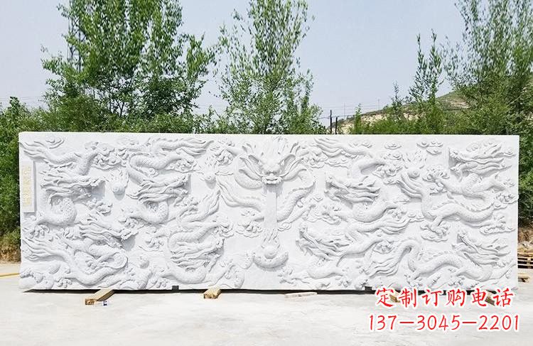 丽水公园园林汉白玉九龙壁