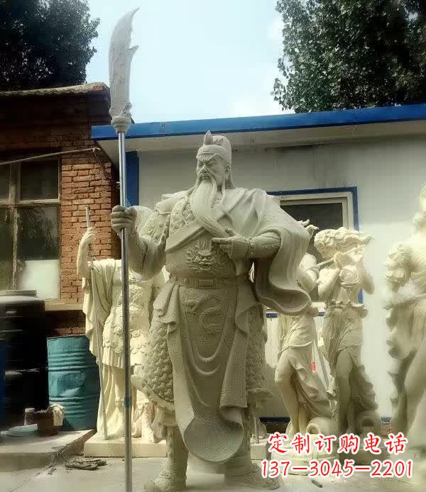 丽水中领雕塑古代关公石雕