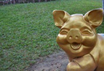 丽水公园小猪动物铜雕