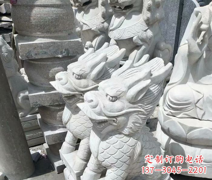 丽水传统工艺,精细做工,古代神兽大理石麒麟石雕高端定制