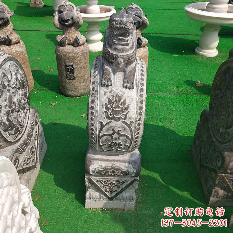 丽水古代石雕狮子门墩雕塑