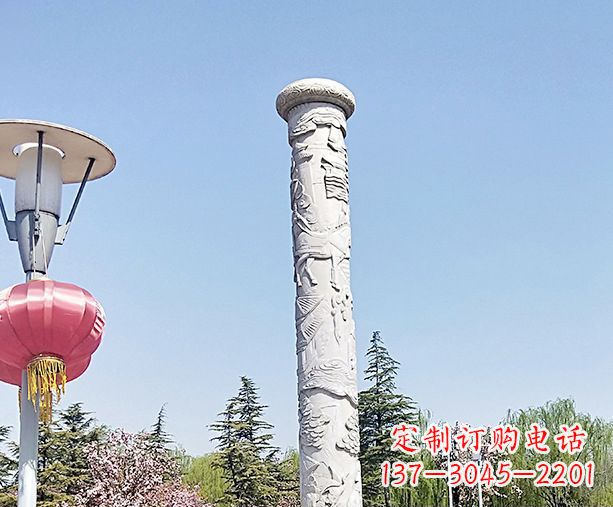 丽水广场景观大理石龙柱石雕 (6)