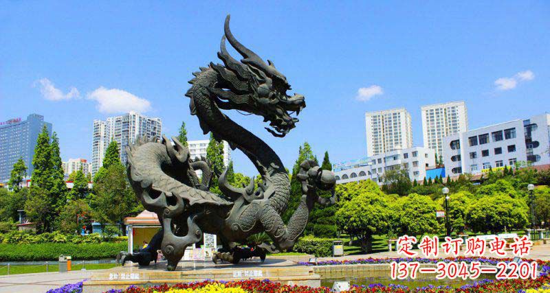丽水精美巨型广场龙戏珠景观铜雕