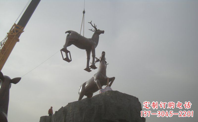丽水梅花鹿动物铜雕,极致精细,表达优雅