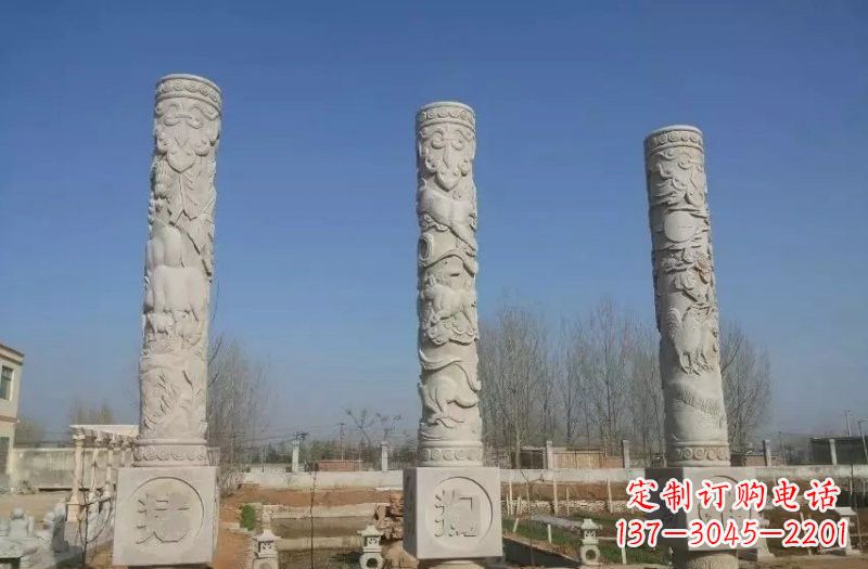 丽水十二生肖文化柱石雕,展现传统文化风采
