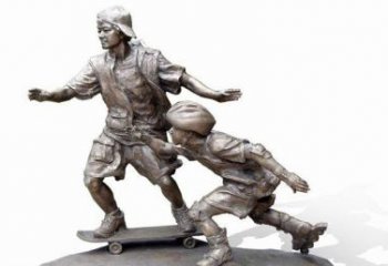 丽水令人惊叹的广场滑板男孩铜雕塑