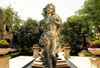 丽水华丽蓬勃的铜雕女神像