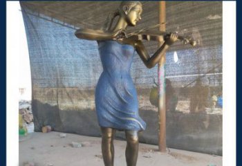 丽水精美细腻的西方美女拉小提琴人物雕塑