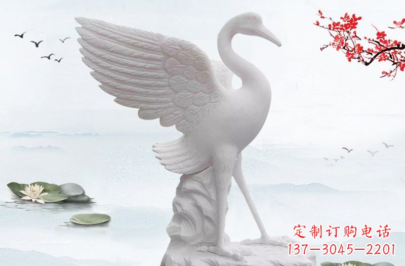丽水开启一段神奇变化之旅——汉白玉仙鹤雕塑