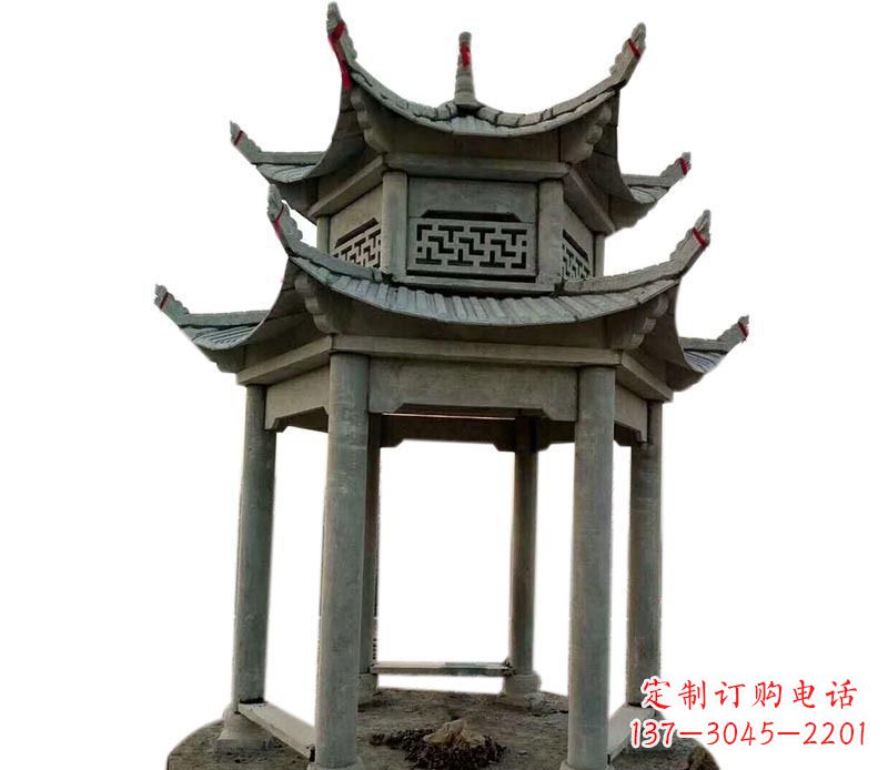 丽水户外双层六角凉亭石雕