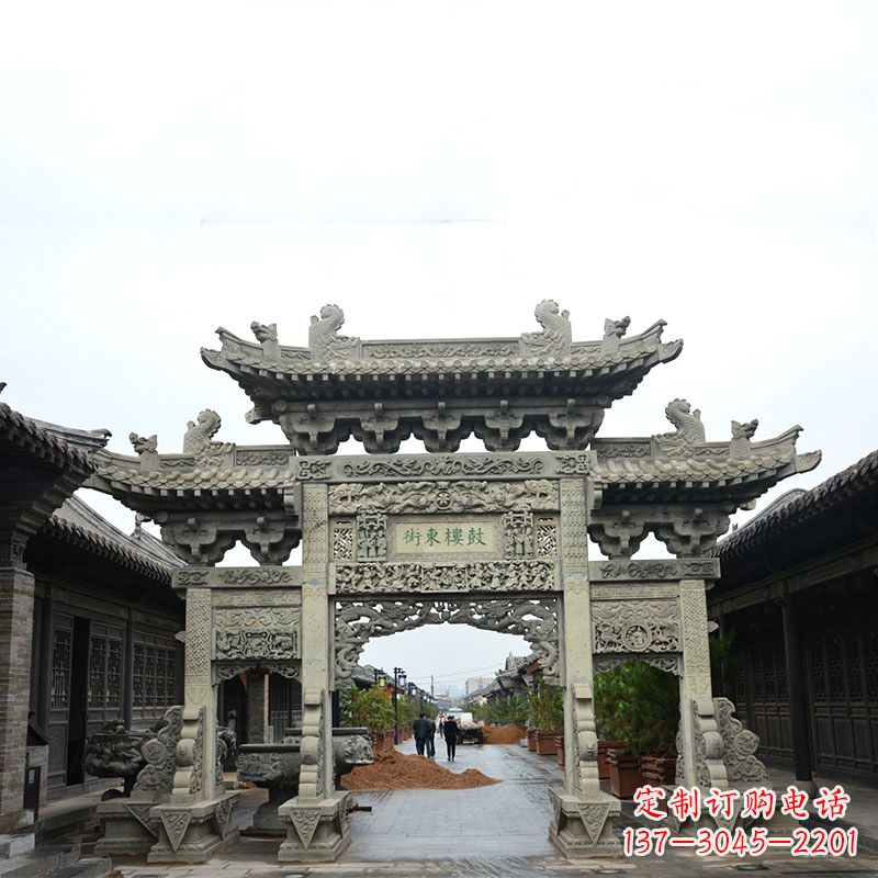 丽水街道三门石雕牌楼