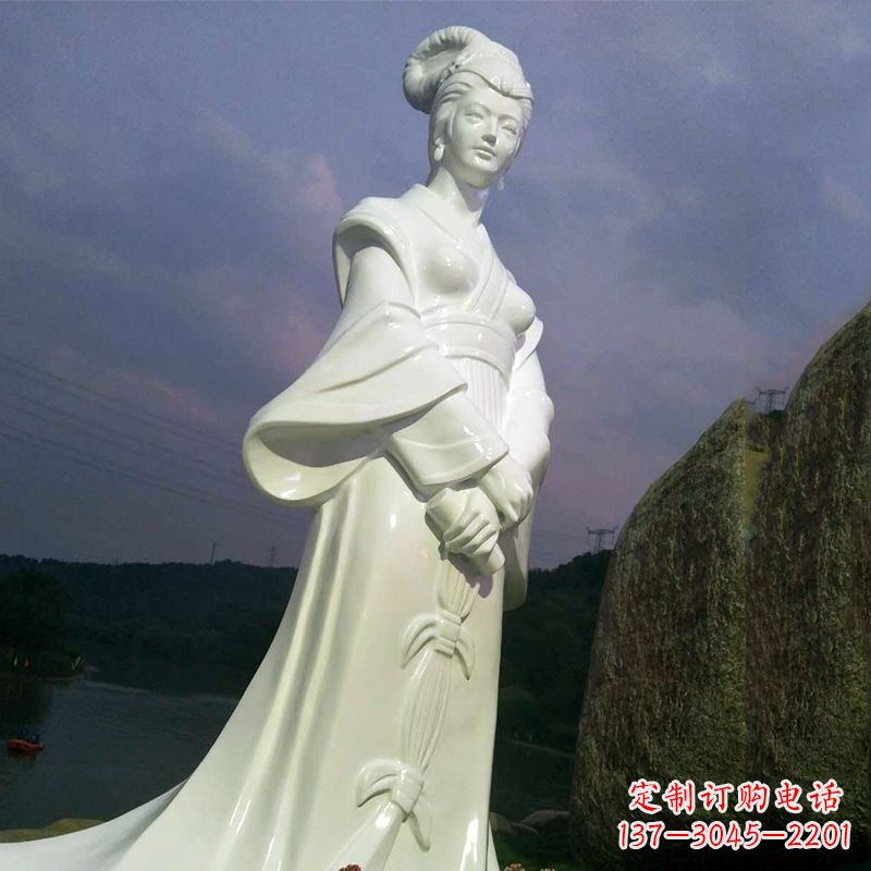 丽水景区历史名人古代著名美女西施汉白玉石雕像