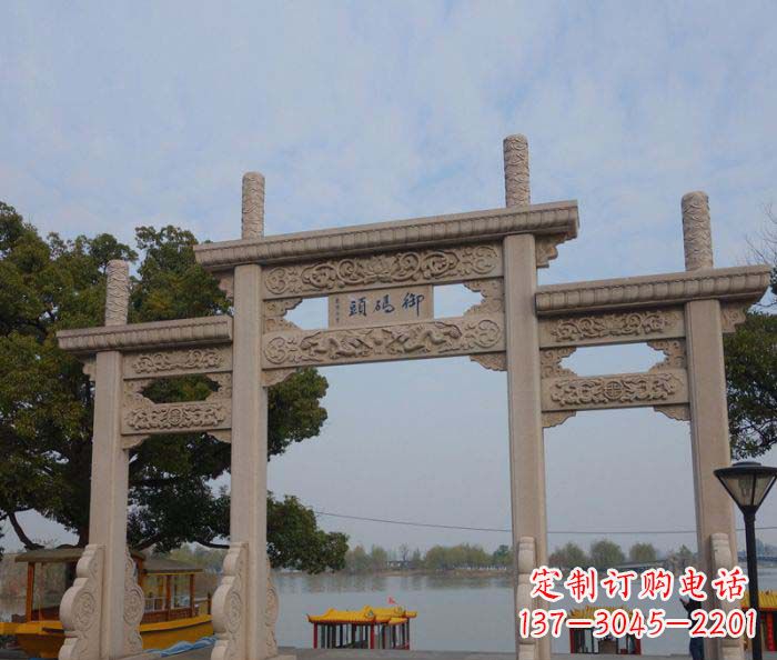 丽水景区三门古典牌坊石雕