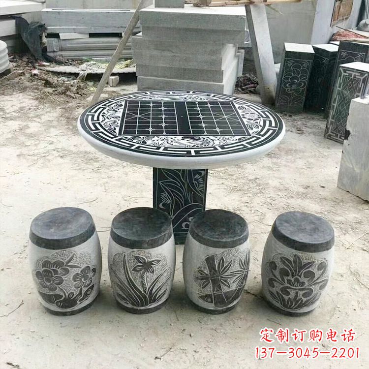 丽水精美梅兰竹菊形石桌凳，无与伦比的艺术美感