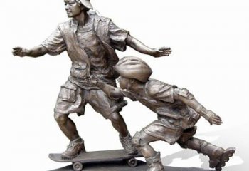 丽水激情滑板，艺术雕塑：城市滑冰男孩铜雕