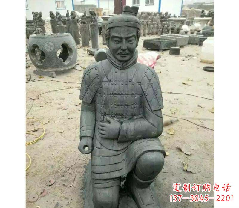 丽水青石仿古兵马俑雕塑，精巧细腻