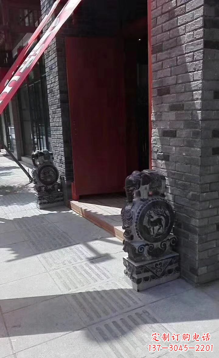 丽水青石仿古大象门墩抱鼓石
