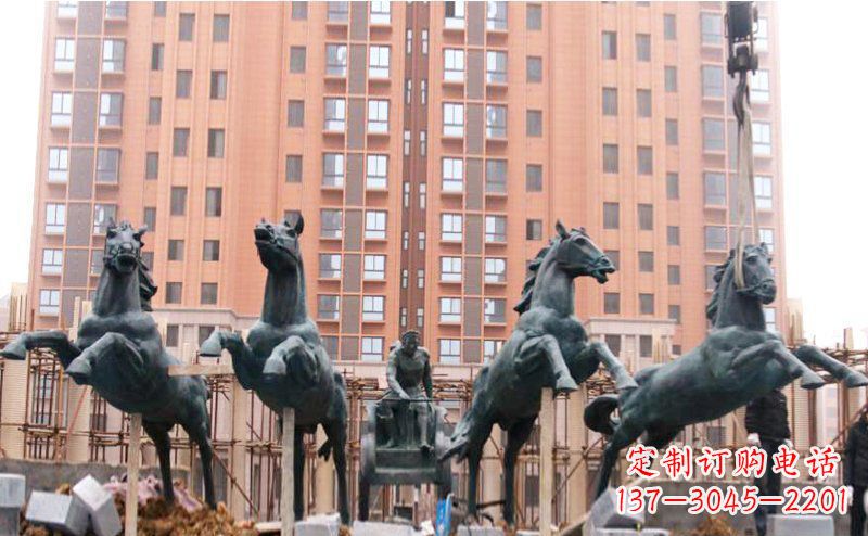 丽水精美青铜马拉车广场雕塑