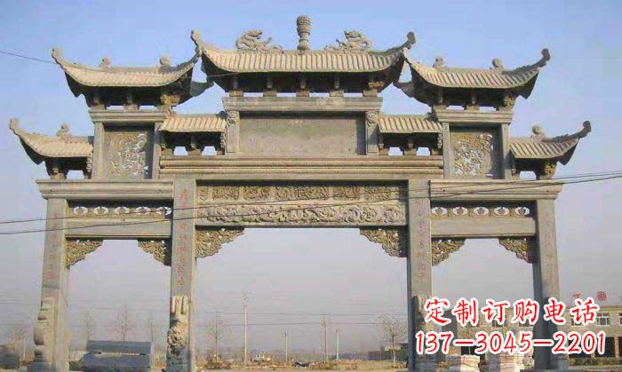 丽水特色街角石雕牌坊精致典雅的装点