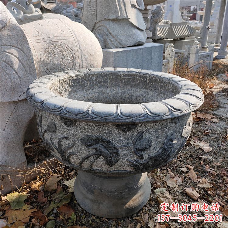 丽水石雕花盆鱼缸