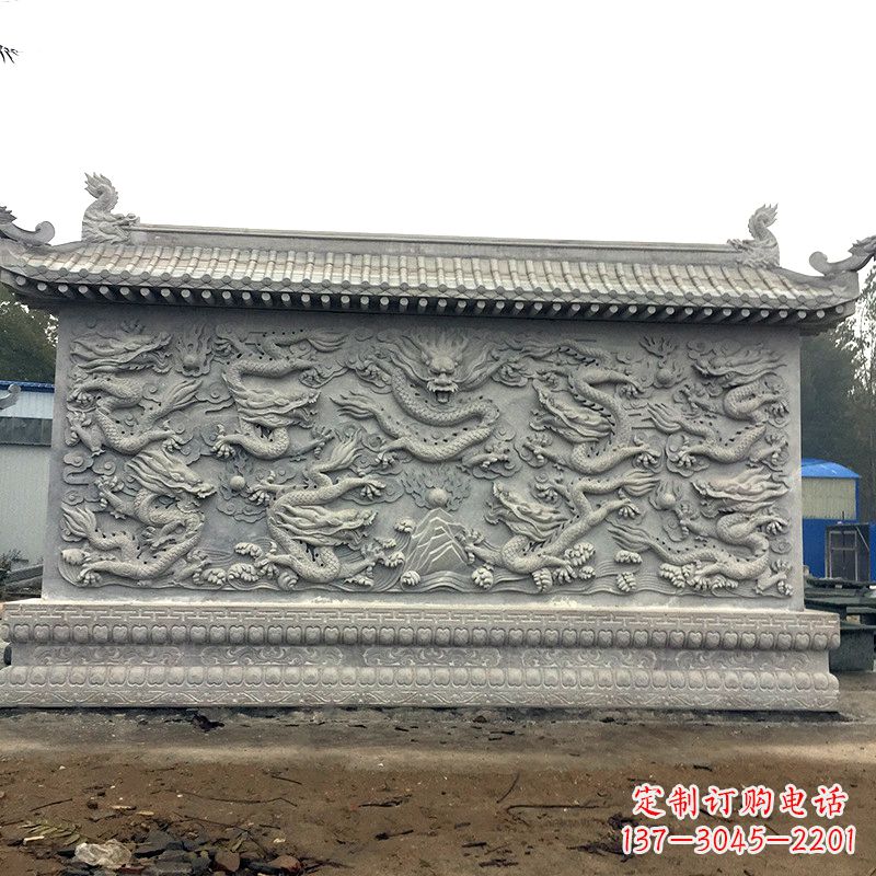 丽水中领雕塑:精美九龙壁雕塑,添彩寺庙庭院