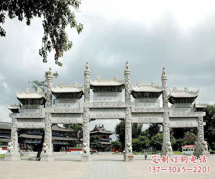 丽水石雕五门牌坊