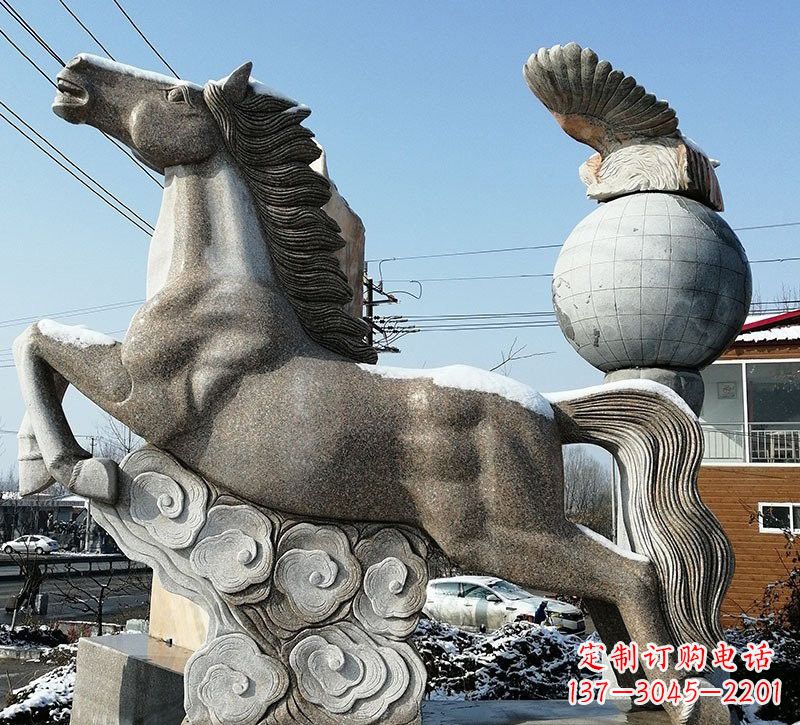 丽水石雕祥云奔马