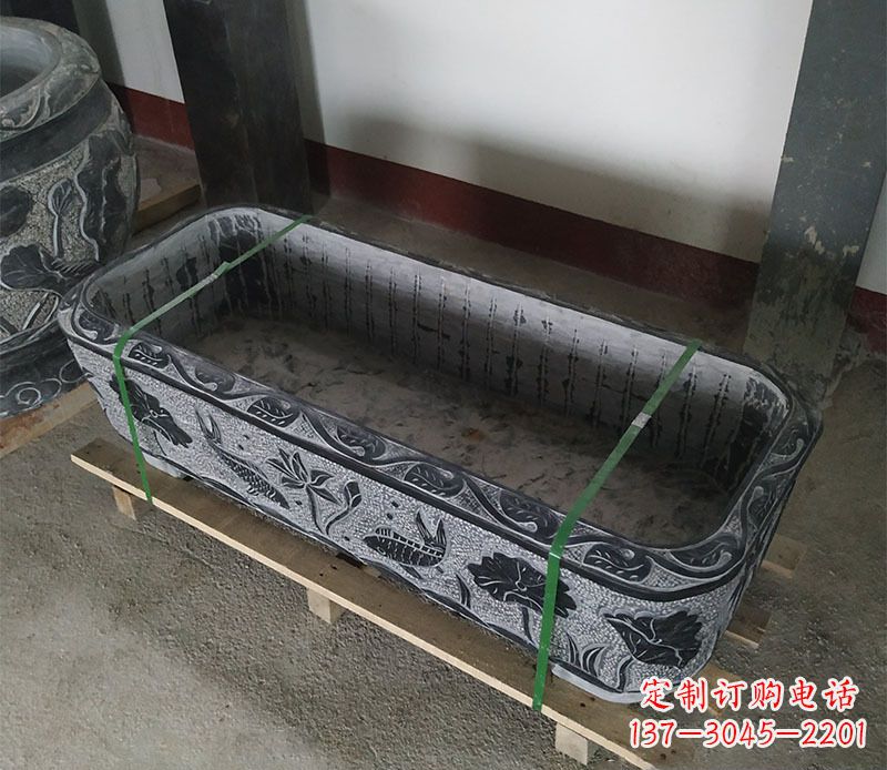 丽水石浮雕鱼缸仿古鱼缸石雕
